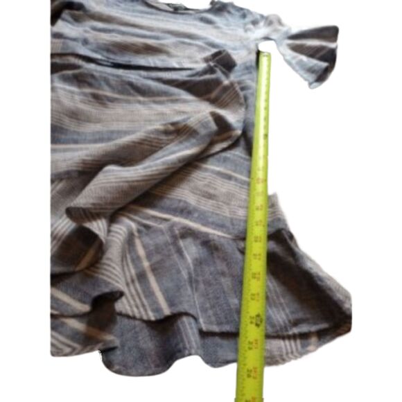 Express Women's Size Petite Small Chambray Linen Blend Wrap Mini Dress - Picture 4 of 7